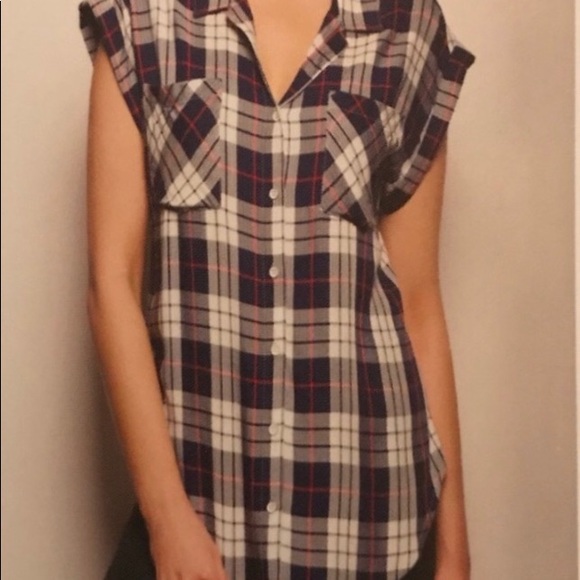 NWT Jachs Girlfriend Women’s Red White Blue Short Sleeve High Low Tunic Sz S - Picture 2 of 8